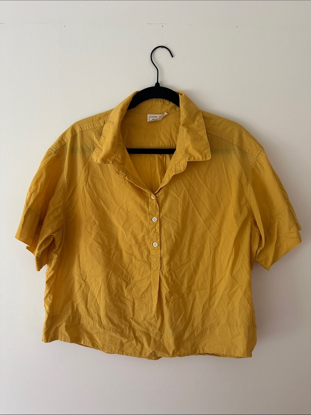 Deiji Studios Relaxed Mustard Short-Sleeve Button-Down Shirt